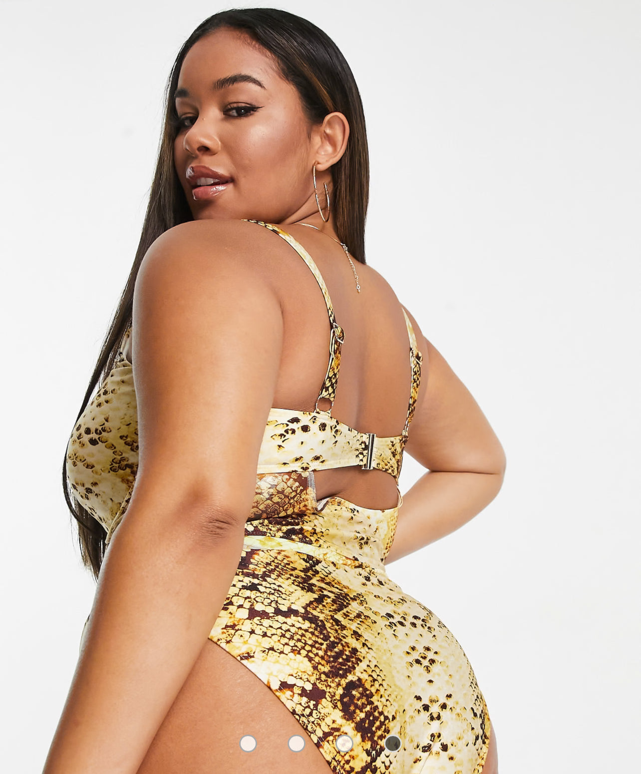 River Island Plus underwire mesh snake swimsuit in amber - The Birdcage