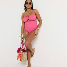 River Island Textured Bandeau Swimsuit