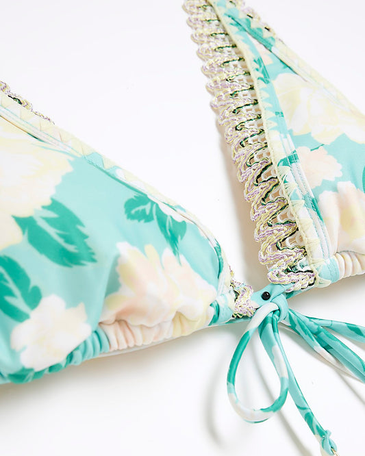 River Island Aqua Floral Print Triangle Bikini Top