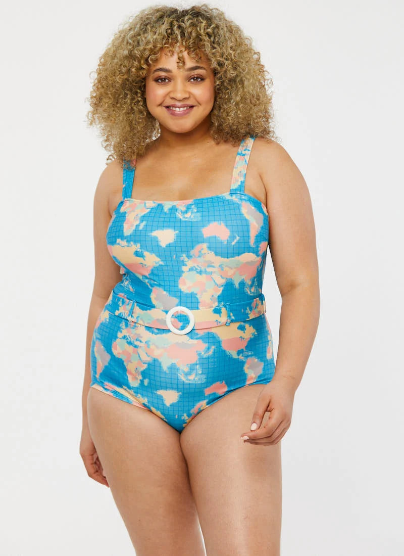 Joanie Clothing Fonda Map Print Swimsuit - The Birdcage