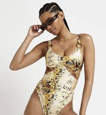 River Island Underwire Mesh Snake Swimsuit