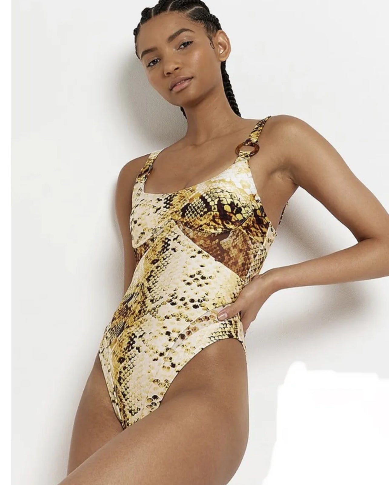 River Island Underwire Mesh Snake Swimsuit