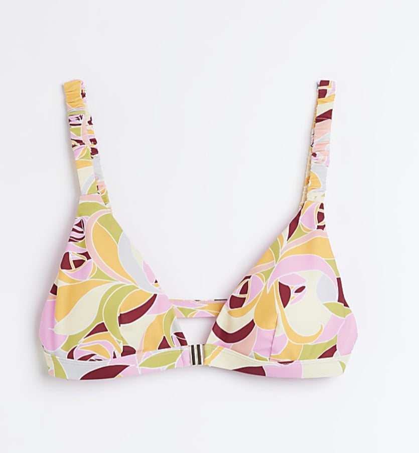 River Island Pink Abstract Triangle Bikini Top