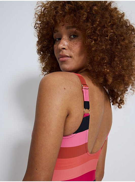 George Pink Striped Swimsuit