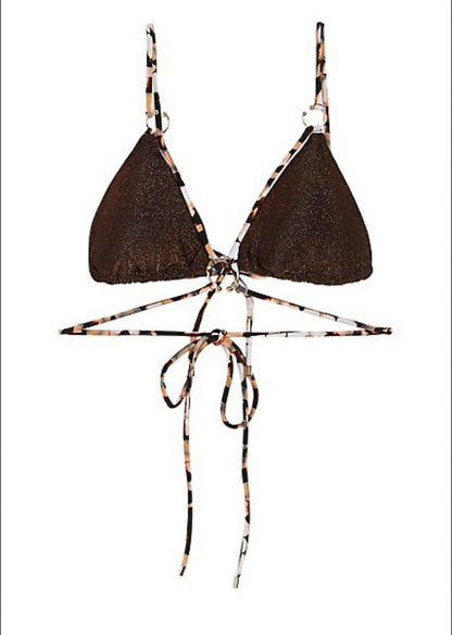 River Island Strappy Brown Triangle Bikini Top