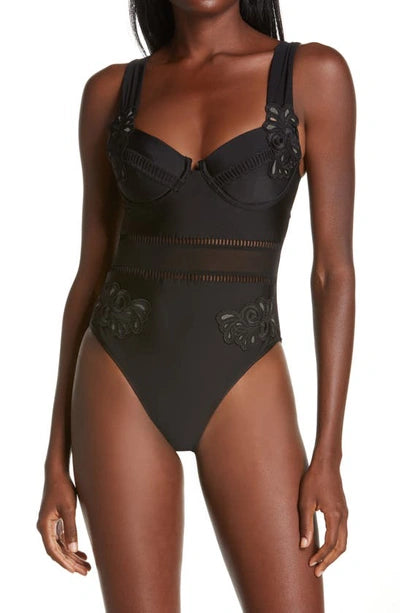 River Island Floral Applique Lace Swimsuit