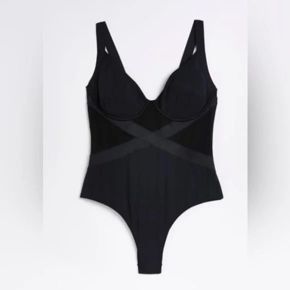 River Island Plus Wrap Elastic Plunge Swimsuit