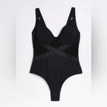 River Island Plus Wrap Elastic Plunge Swimsuit