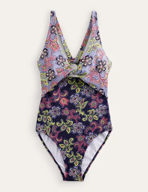 BODEN Twist Detail Swimsuit - French Navy, Botanic Tavern