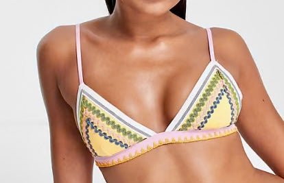 River Island Stitch Detail Triangle Bikini Top