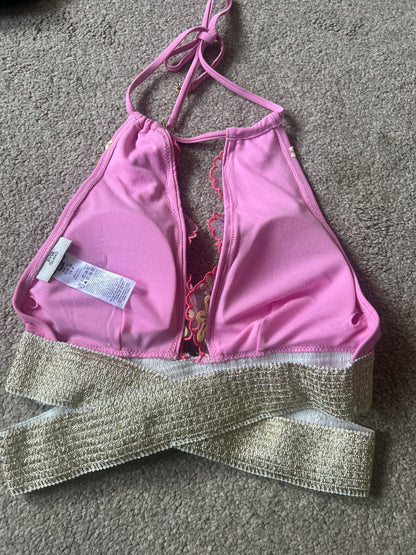 River Island embroidered bikini top