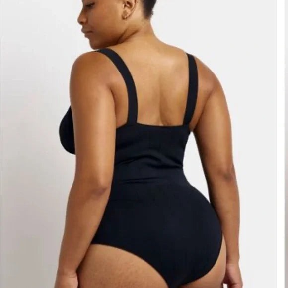 River Island Plus Wrap Elastic Plunge Swimsuit