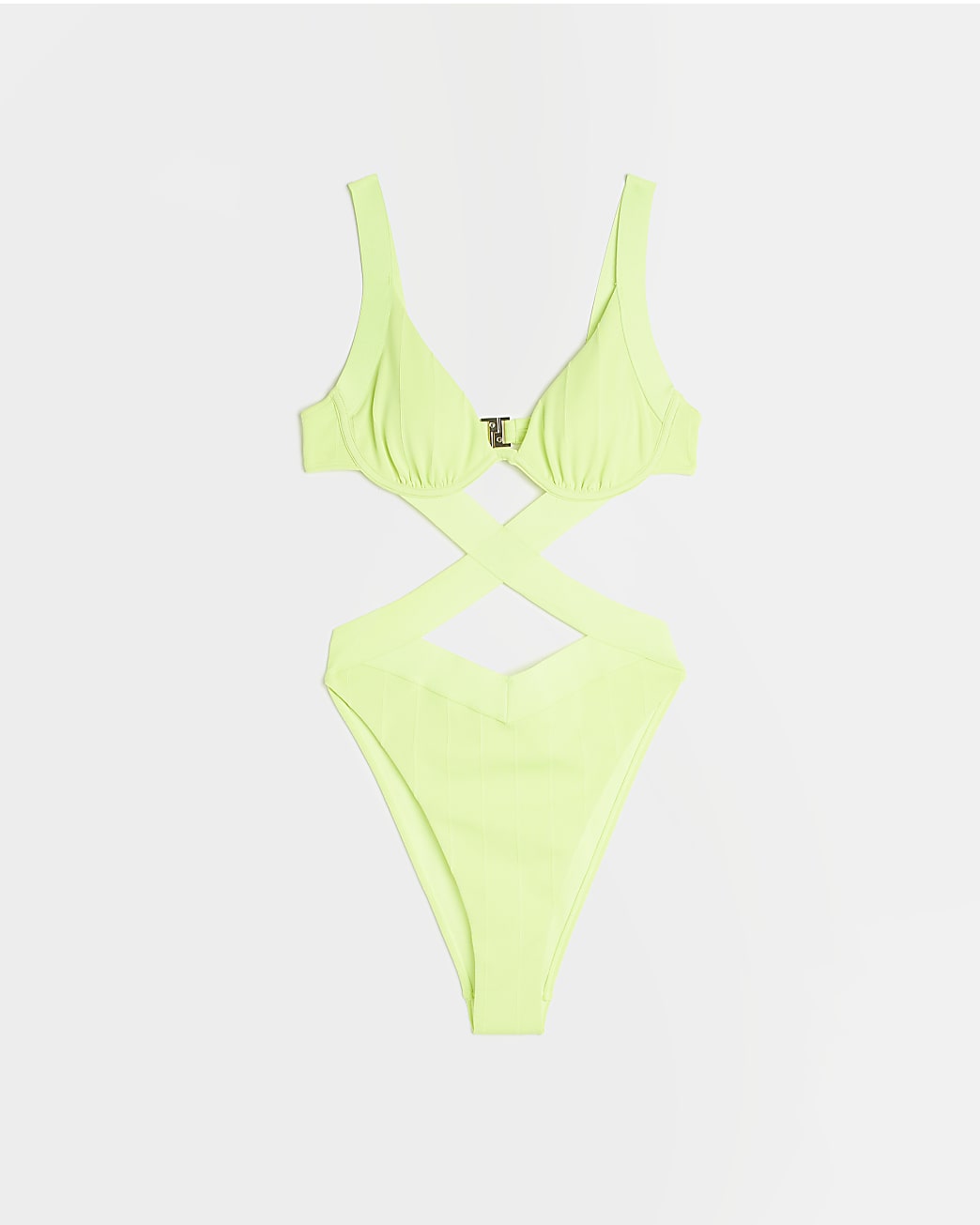 River Island Lime Green Plunge Swimsuit