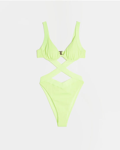 River Island Lime Green Plunge Swimsuit