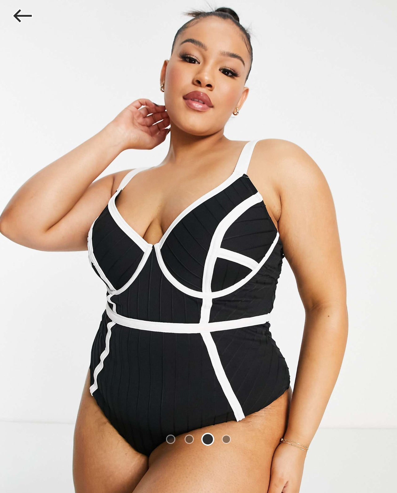 River Island Plus Black Plunge Bandage Swimsuit