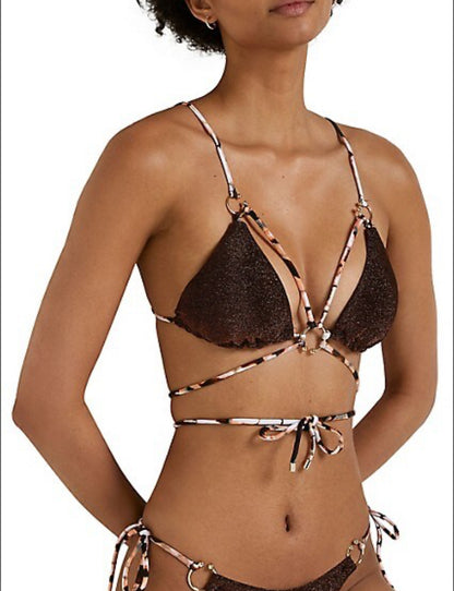 River Island Strappy Brown Triangle Bikini Top