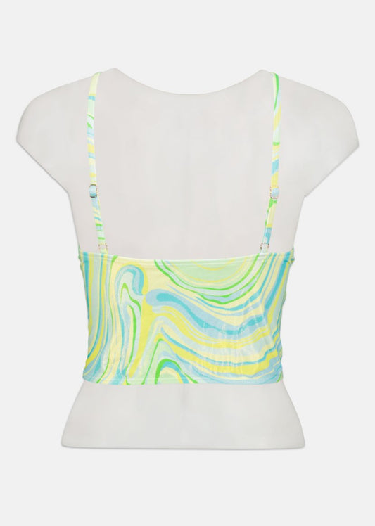 River Island wave green crop tankini top with chain straps - The Birdcage