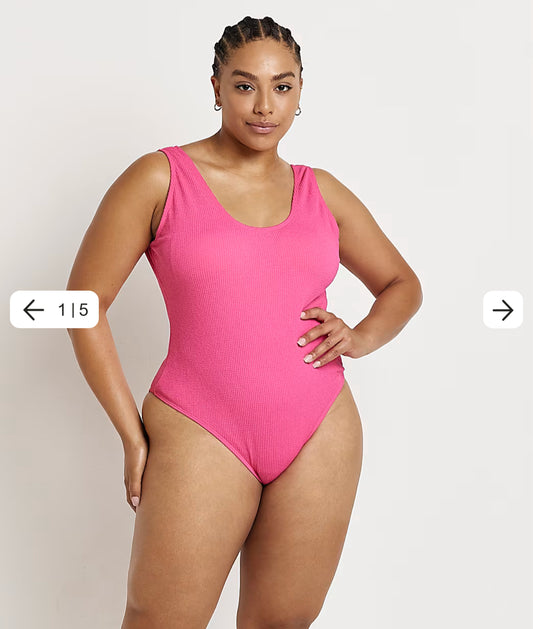 River Island Plus Pink Textured Swimsuit