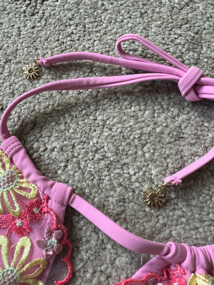 River Island embroidered bikini top