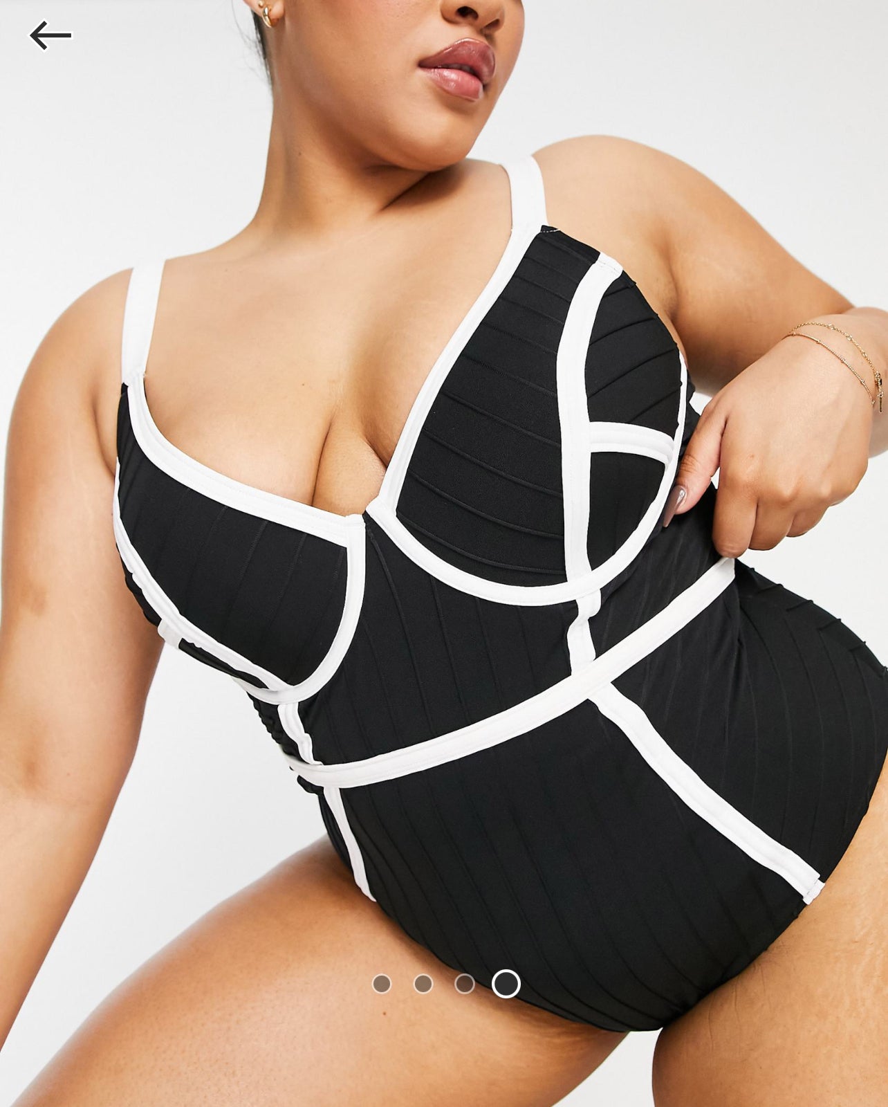 River Island Plus Black Plunge Bandage Swimsuit