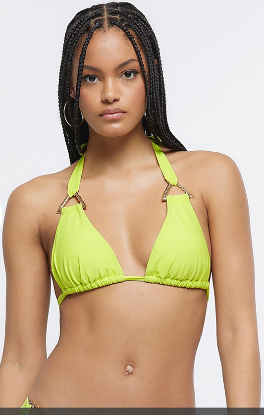 River Island Lime Gold Hardware Bikini Top