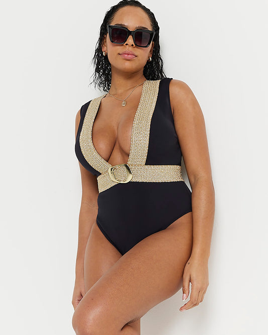 River Island Fuller Bust Elastic Buckle Swimsuit