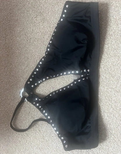 River Island stud detail cut-out bikini top