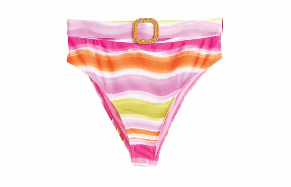 River Island Pink Stripe High Waisted Bikini Bottoms