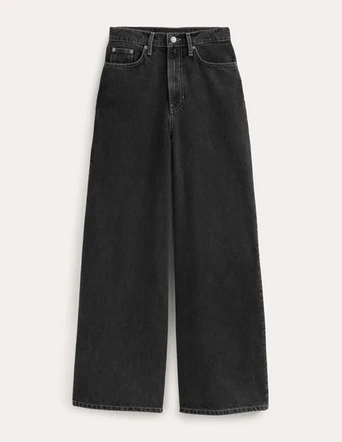 BODEN Mid Rise Slouch Wide Leg Jeans Washed Black - RRP £90