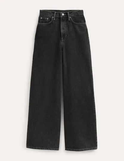 BODEN Mid Rise Slouch Wide Leg Jeans Washed Black - RRP £90