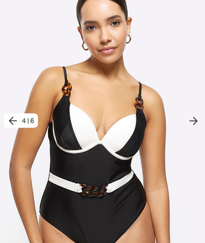 River Island Black Belted Swimsuit