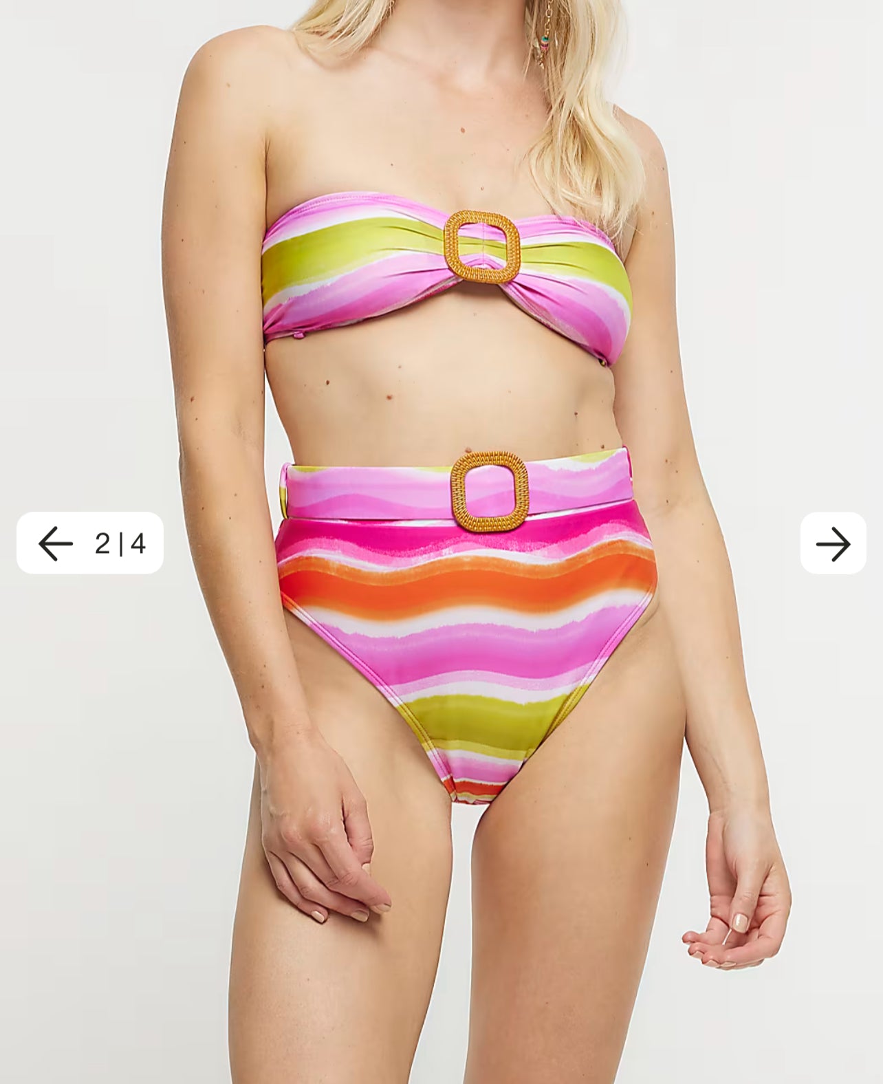 River Island Pink Stripe High Waisted Bikini Bottoms