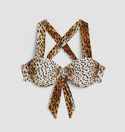 River Island Animal Print Balconette Underwired Bikini Top
