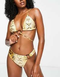 River Island Snake Print Bikini Top