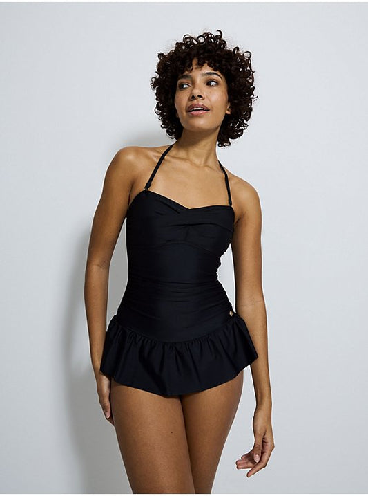 George Black Halter Neck Skirted Swimsuit