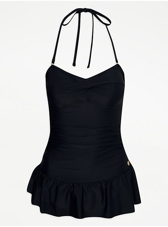 George Black Halter Neck Skirted Swimsuit