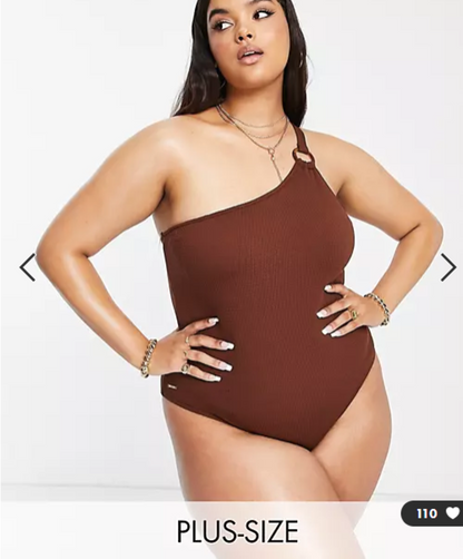 River Island textured one shoulder swimsuit