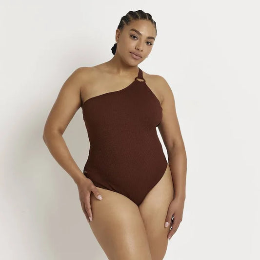 River Island textured one shoulder swimsuit