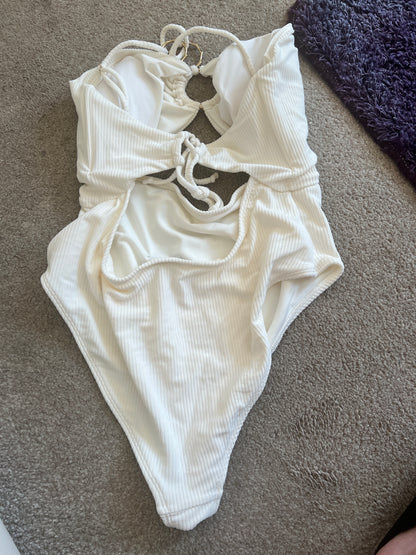 River Island Ribbed Cut Out Swimsuit
