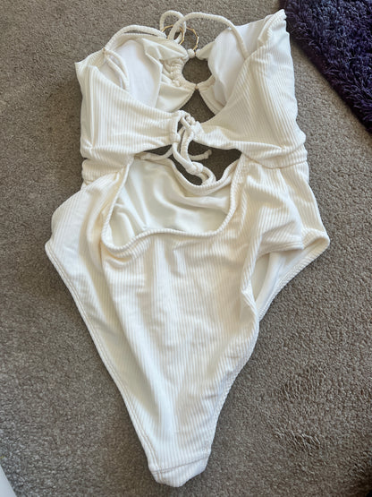 River Island Ribbed Cut Out Swimsuit