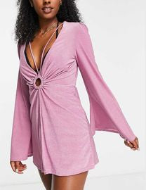 River Island ring detail kaftan mini beach dress