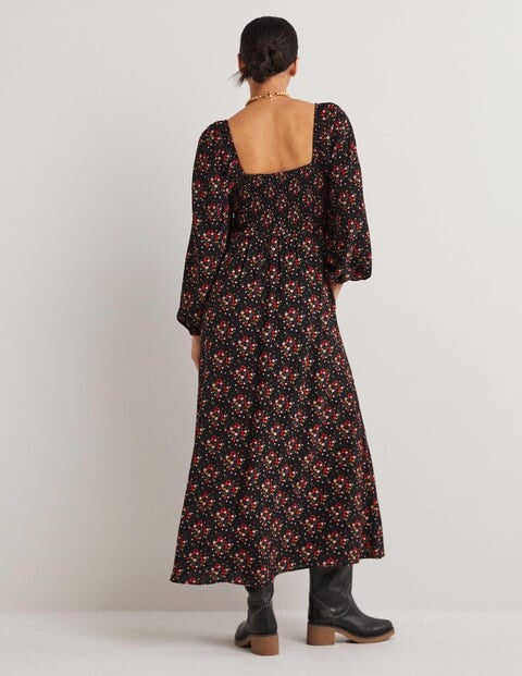 BODEN Square Neck Smocked Maxi Dress