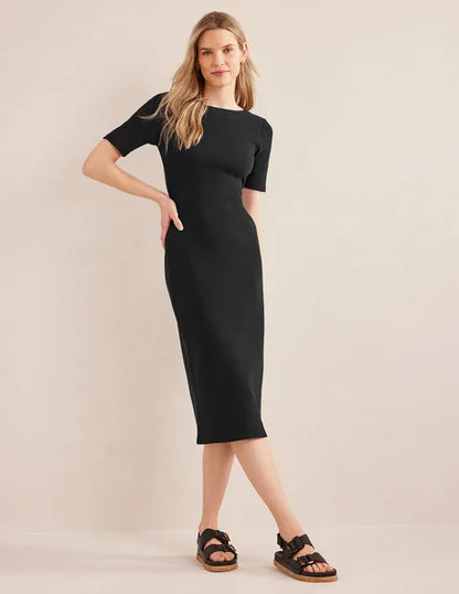 BODEN Cut Out Rib Jersey Midi Dress