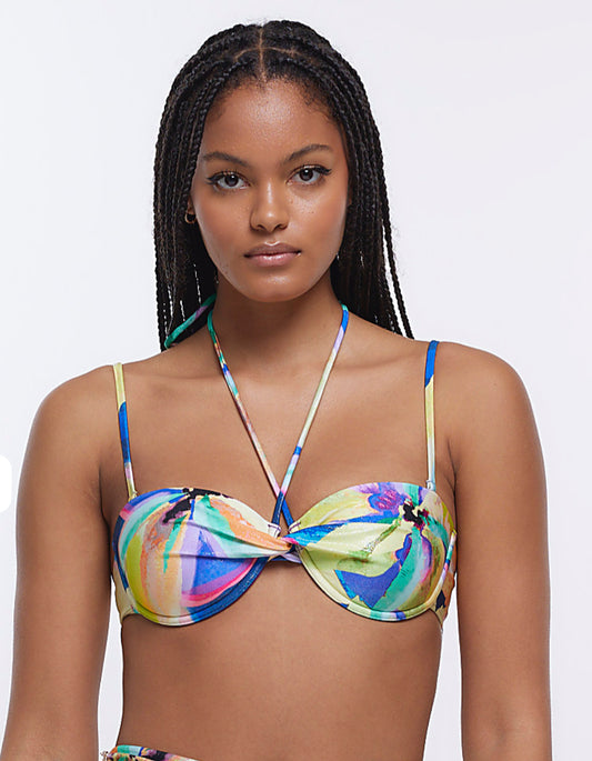 River Island Purple Floral Balconette Bikini Top