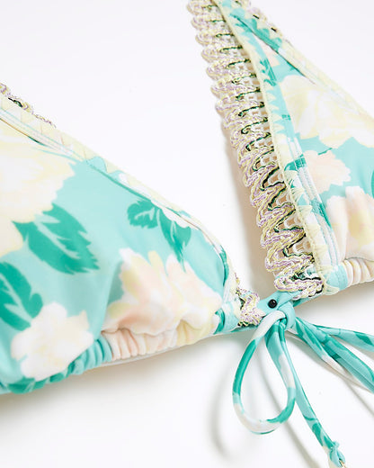 River Island Aqua floral print triangle bikini top