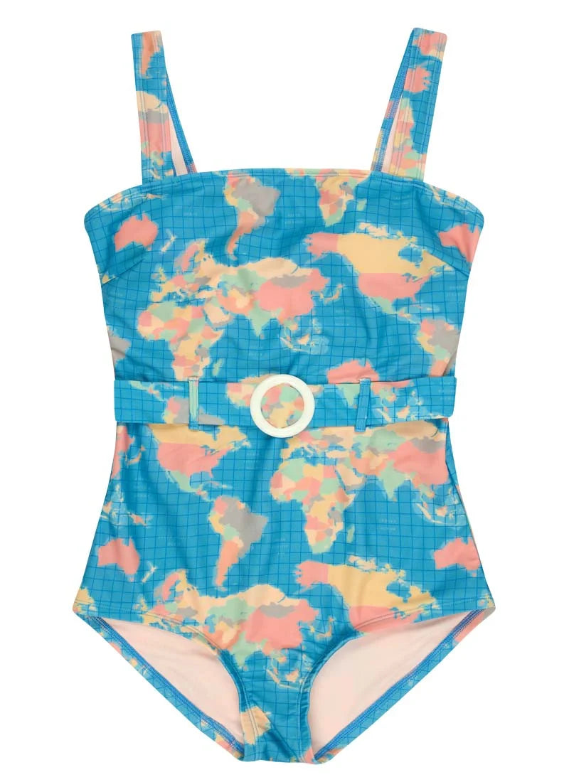 Joanie Clothing Fonda Map Print Swimsuit